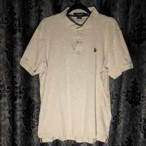 Men's Oatmeal and Maroon Polo Shirt, size Large